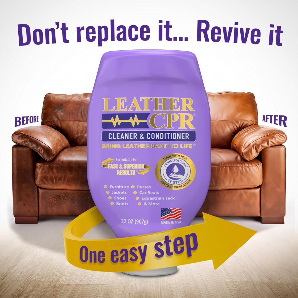 Leather CPR Cleaner & Conditioner 32oz + Microfiber Applicator Pad + 2 Microfiber Towels
