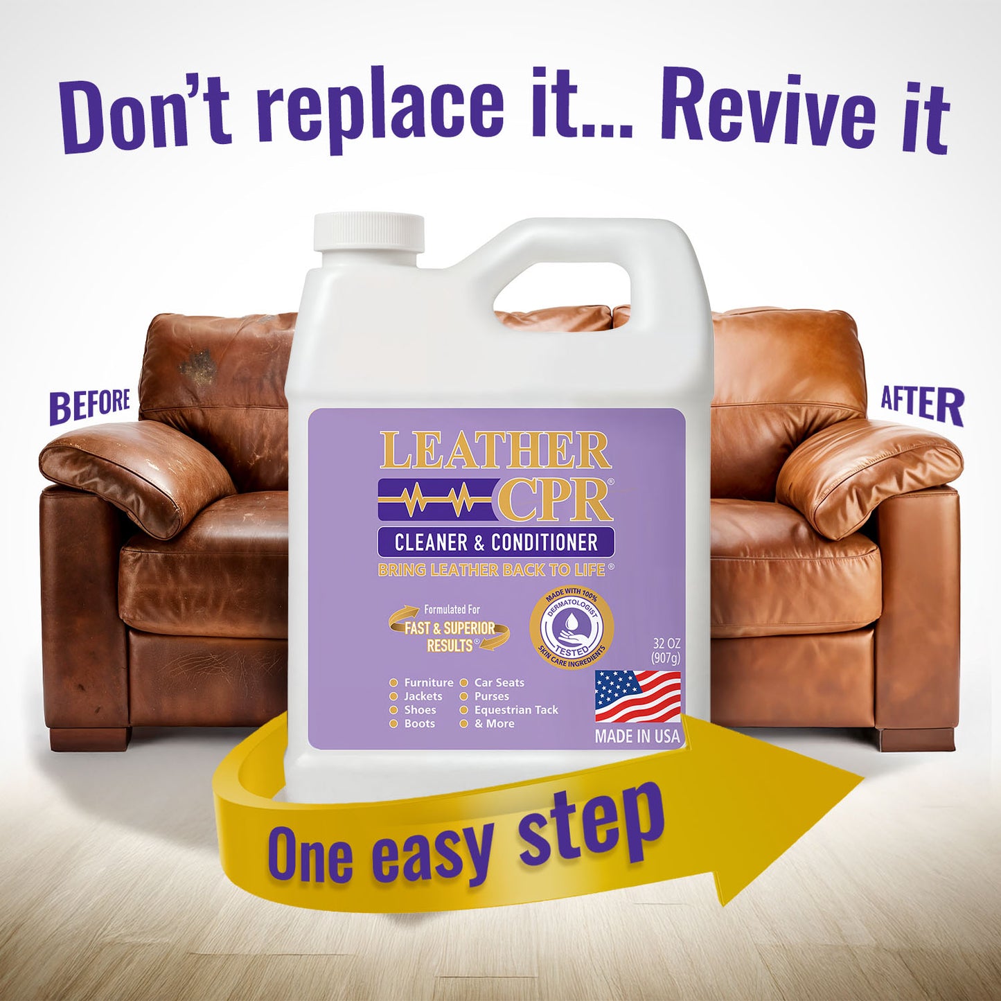 Leather CPR Cleaner & Conditioner 32oz + Microfiber Applicator Pad + 2 Microfiber Towels
