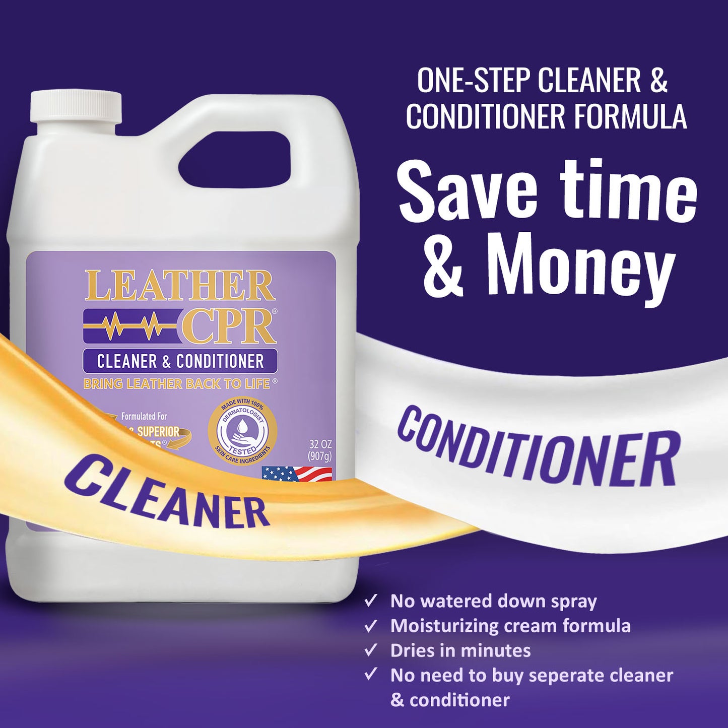 Leather CPR Cleaner & Conditioner 32oz + Microfiber Applicator Pad + 2 Microfiber Towels