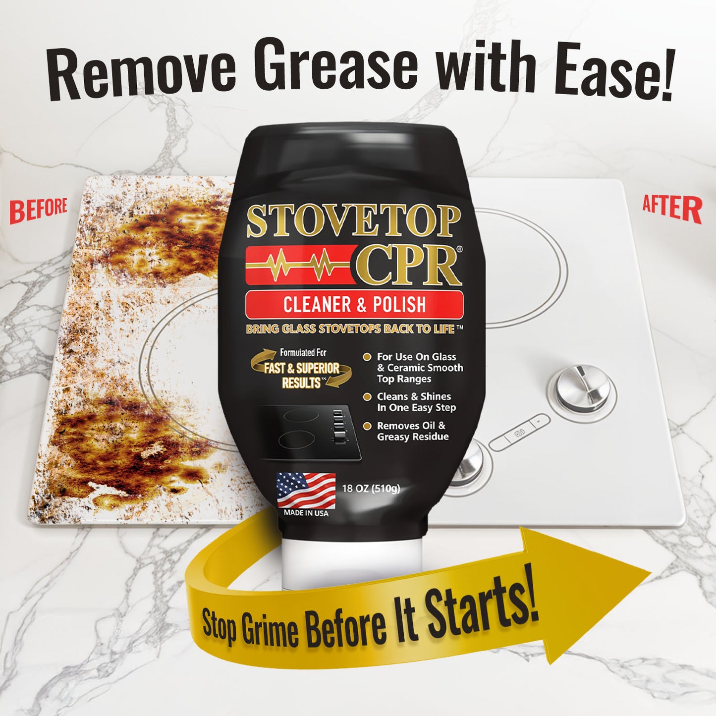 Stovetop CPR Cleaner & Polish 18oz 4-Pack + 4 Razor Blade Scraper