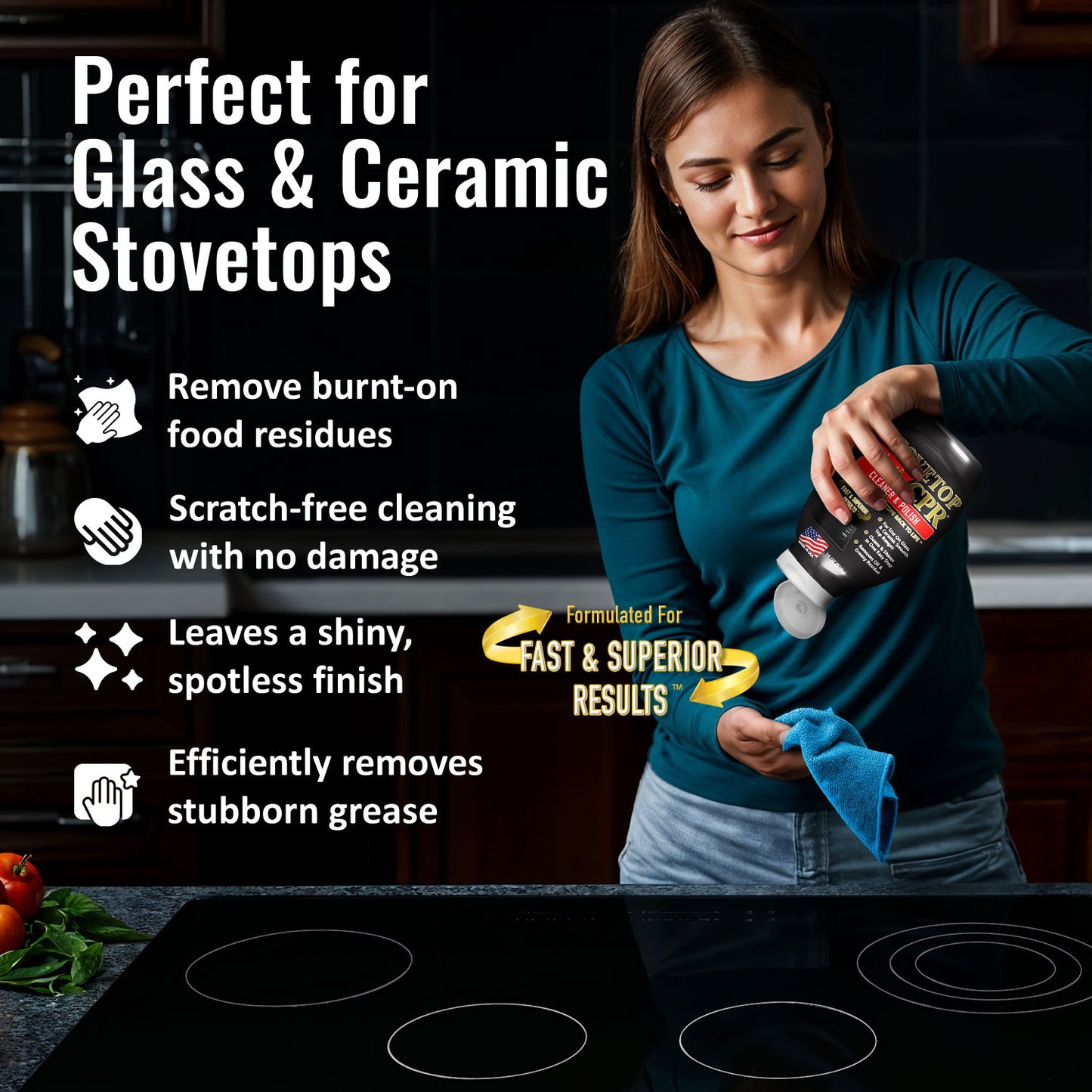 Stovetop CPR Cleaner & Polish 18oz 4-Pack + 4 Razor Blade Scraper