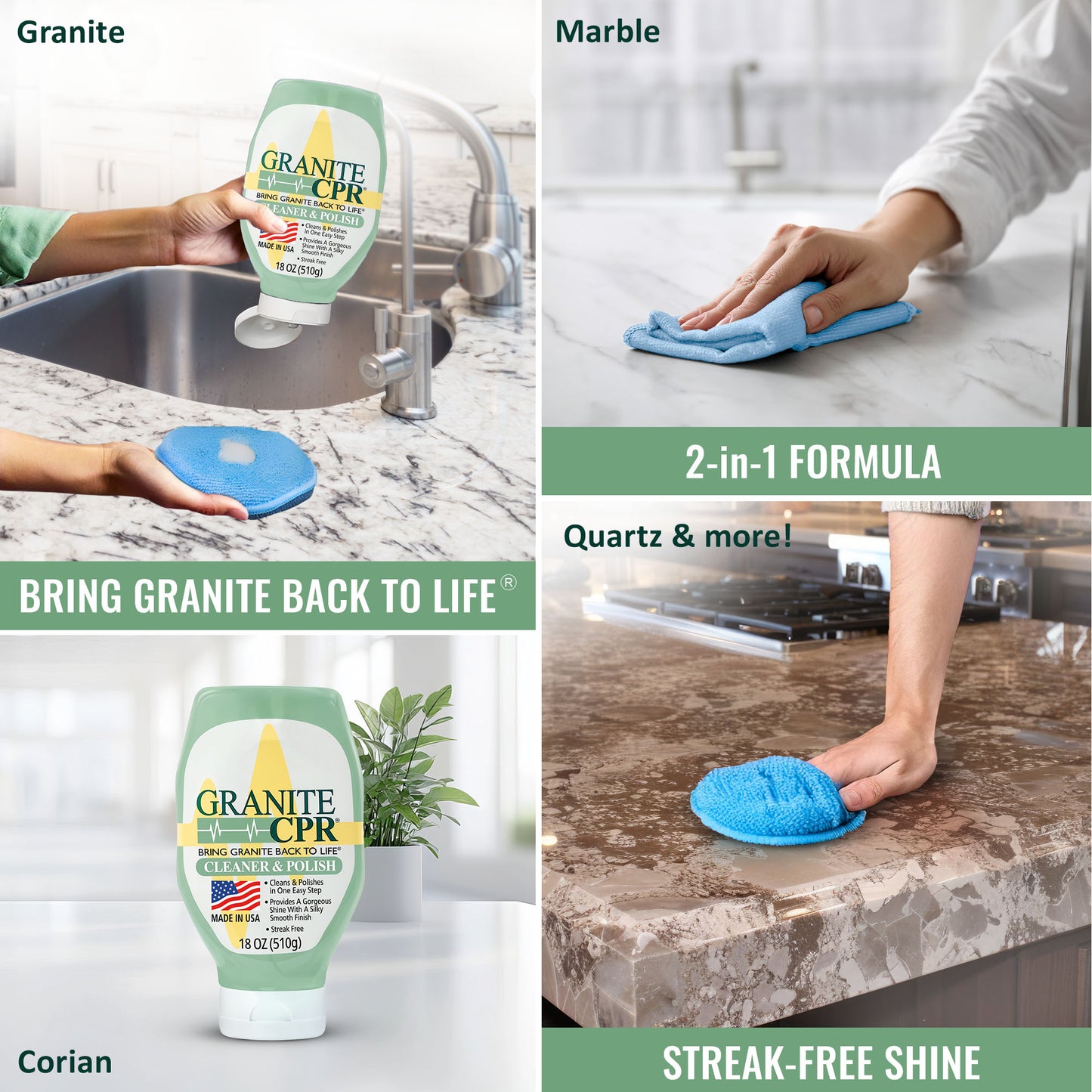Granite CPR Cleaner & Polish 18oz 2-Pack 2 Microfiber Towels