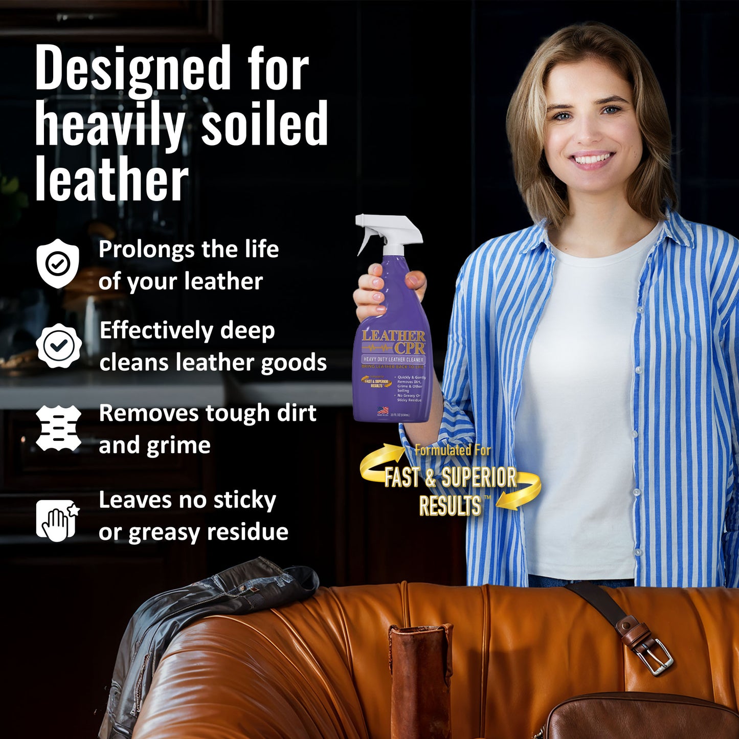 Leather CPR Cleaner & Conditioner 18oz + Leather CPR Heavy Duty Leather Cleaner 22oz