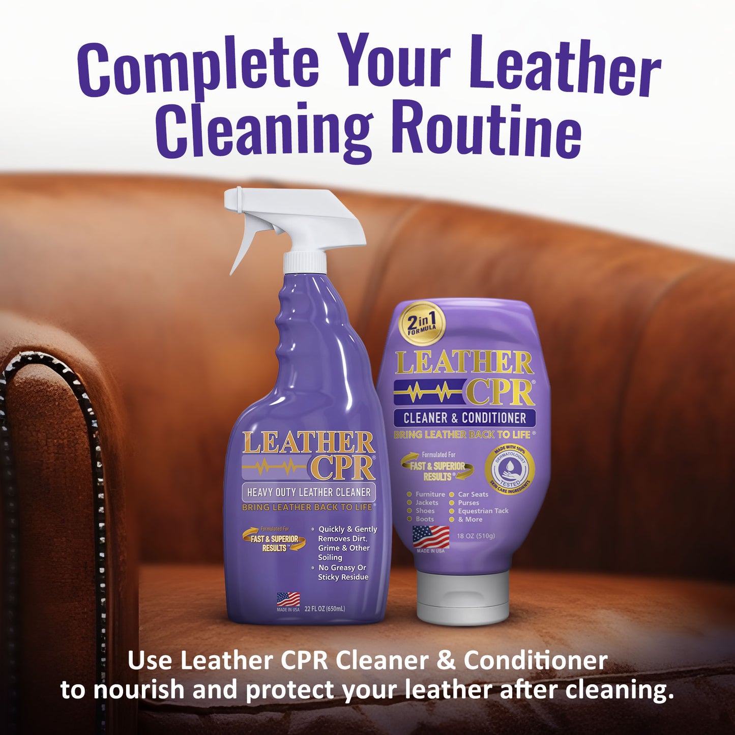 Leather CPR Cleaner & Conditioner 18oz + Leather CPR Heavy Duty Leather Cleaner 22oz