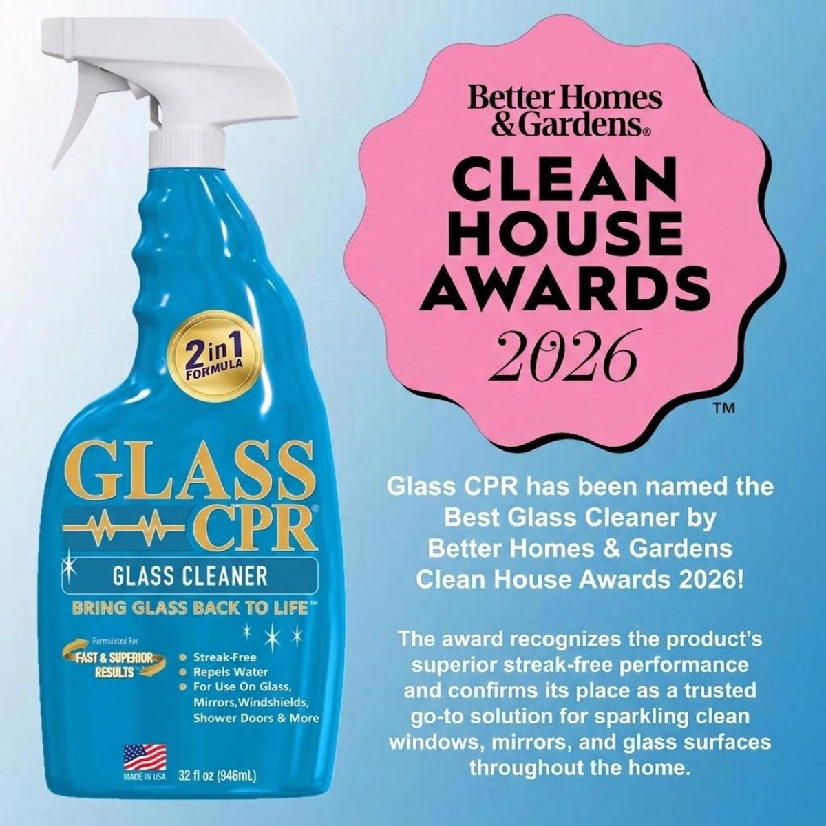 Glass CPR Glass Cleaner & Water Repellent 32oz