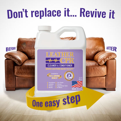 Leather CPR Cleaner & Conditioner 32oz + Microfiber Applicator Pad + 2 Microfiber Towels
