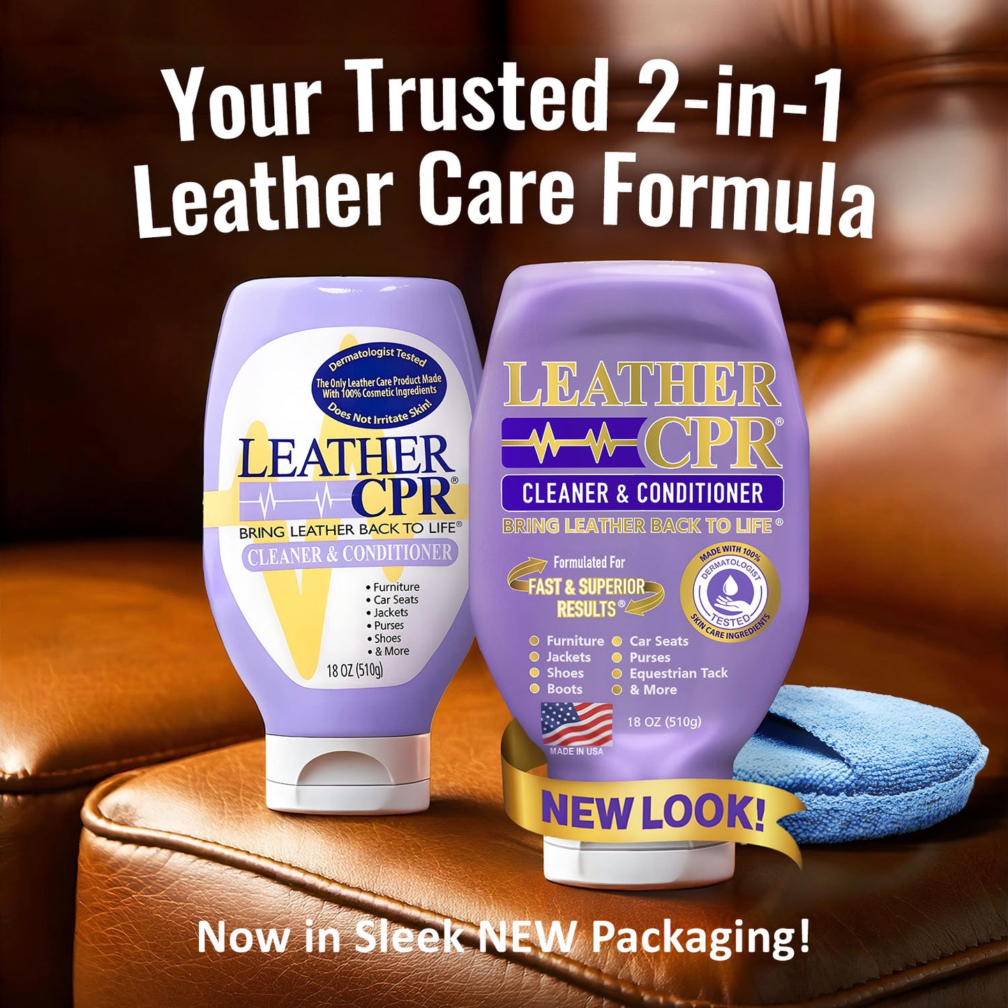 Leather CPR Cleaner & Conditioner 18oz + Glass CPR Glass Cleaner & Water Repellent 22oz + 1 Microfiber Applicator Pad + 2 Microfiber Towels
