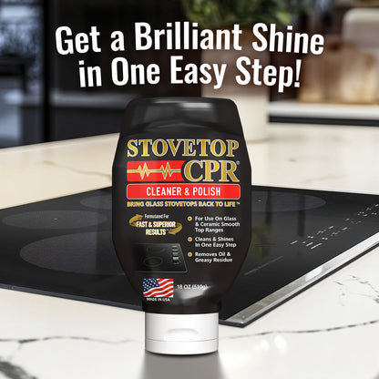 Stovetop CPR Cleaner & Polish 18oz + Razor Blade Scraper + 2 Microfiber Towels