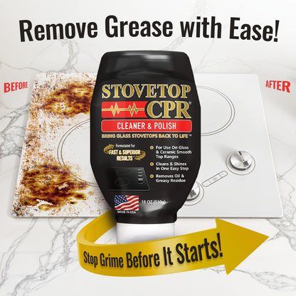 Stovetop CPR Cleaner & Polish 18oz + Razor Blade Scraper + 2 Microfiber Towels