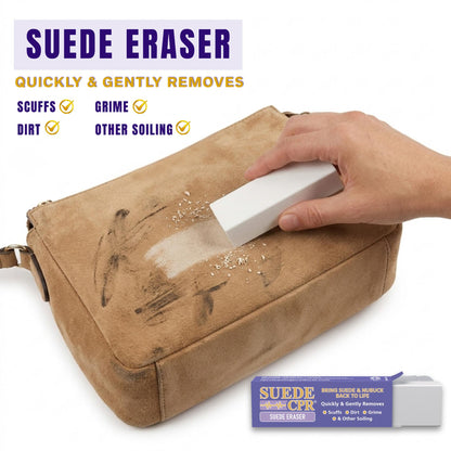 Suede CPR 2-Piece Suede & Nubuck Dry Cleaning Kit – Eraser & Brush Shoe Cleaner for Boots, Sneakers, Handbags & Jackets – Removes Scuffs, Dirt & Surface Marks