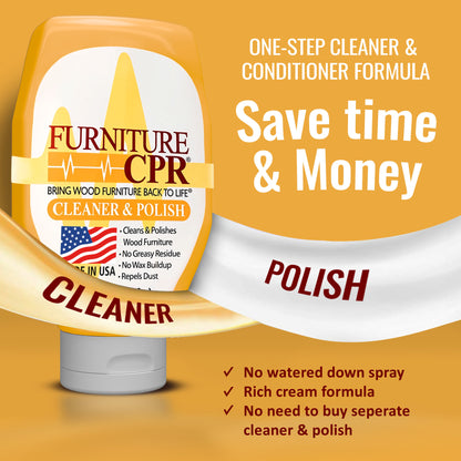 Leather CPR Cleaner & Conditioner 18oz + Furniture CPR Cleaner & Polish 18oz +  1 Microfiber Applicator Pad