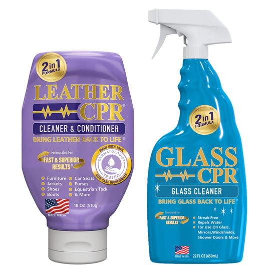 Leather CPR Cleaner & Conditioner 18oz + Glass CPR Glass Cleaner & Water Repellent 22oz