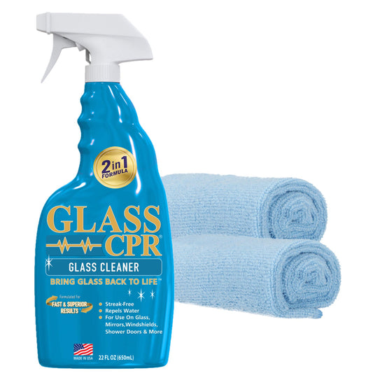 Glass CPR Glass Cleaner & Water Repellent 22oz + 2 Microfiber Towels