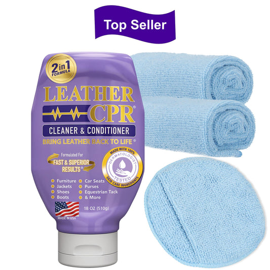 Leather CPR Cleaner & Conditioner 18oz + 1 Microfiber Applicator Pad + 2 Microfiber Towels
