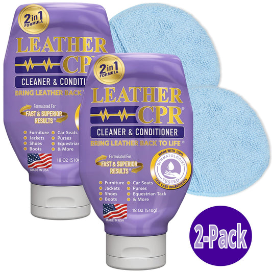 Leather CPR Cleaner & Conditioner 18oz 2-Pack + 2 Microfiber Applicator Pads