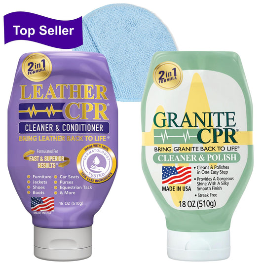 Leather CPR Cleaner & Conditioner 18oz + Granite CPR Cleaner & Polish 18oz +  1 Microfiber Applicator Pad