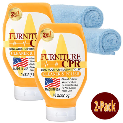 Furniture CPR Cleaner & Polish 18oz 2-Pack + 2 Microfiber Towels