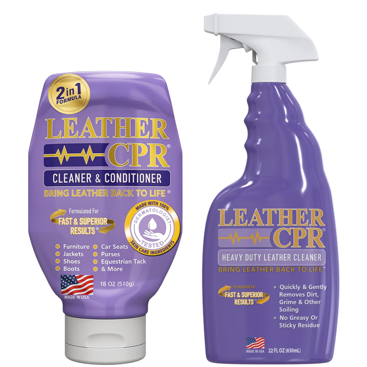 Leather CPR Cleaner & Conditioner 18oz + Leather CPR Heavy Duty Leathe ...